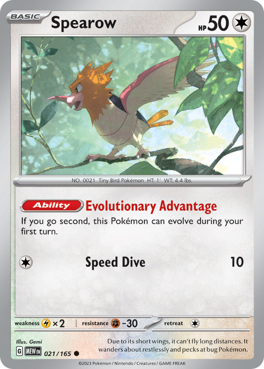 021/165 21/165 Spearow  Pokemon Card  151 Common *MINT*