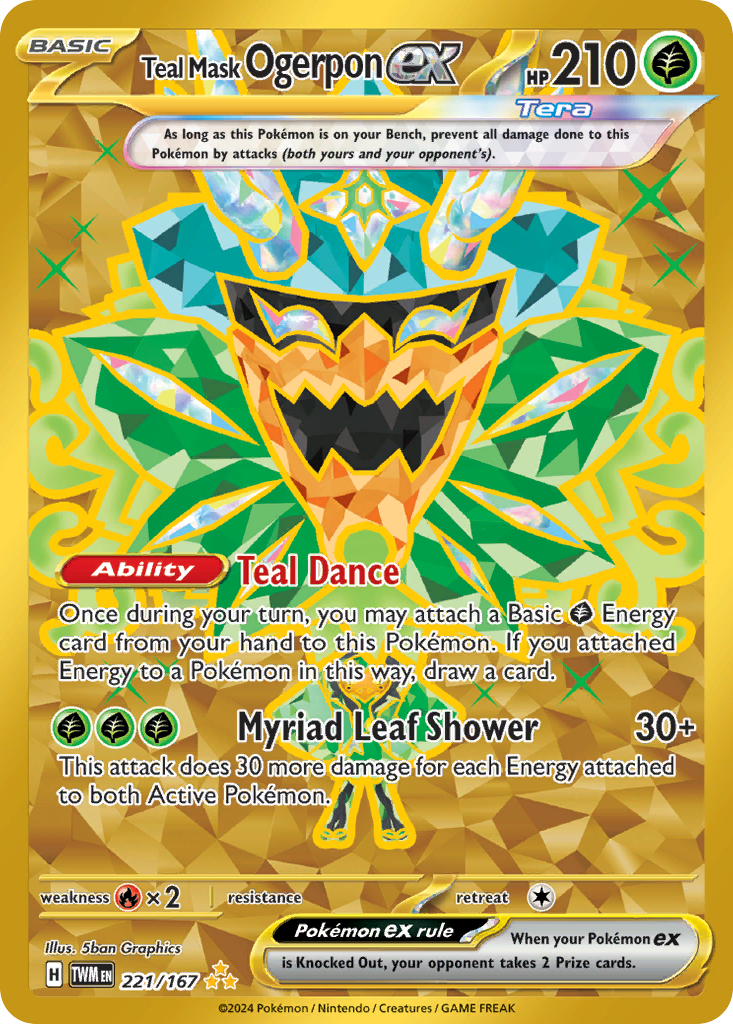 221/167 Teal Mask Ogerpon ex  Pokemon Card  Twilight Masquerade Hyper Rare *MINT*