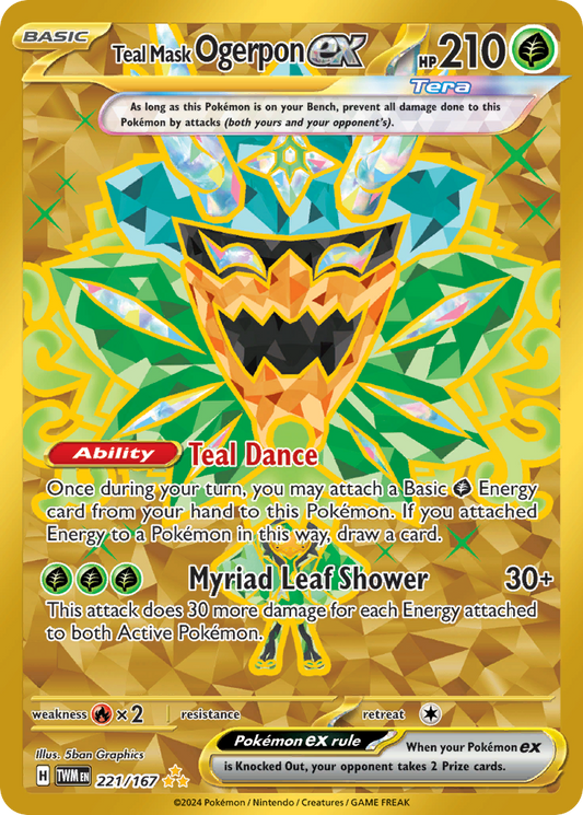 221/167 Teal Mask Ogerpon ex  Pokemon Card  Twilight Masquerade Hyper Rare *MINT*