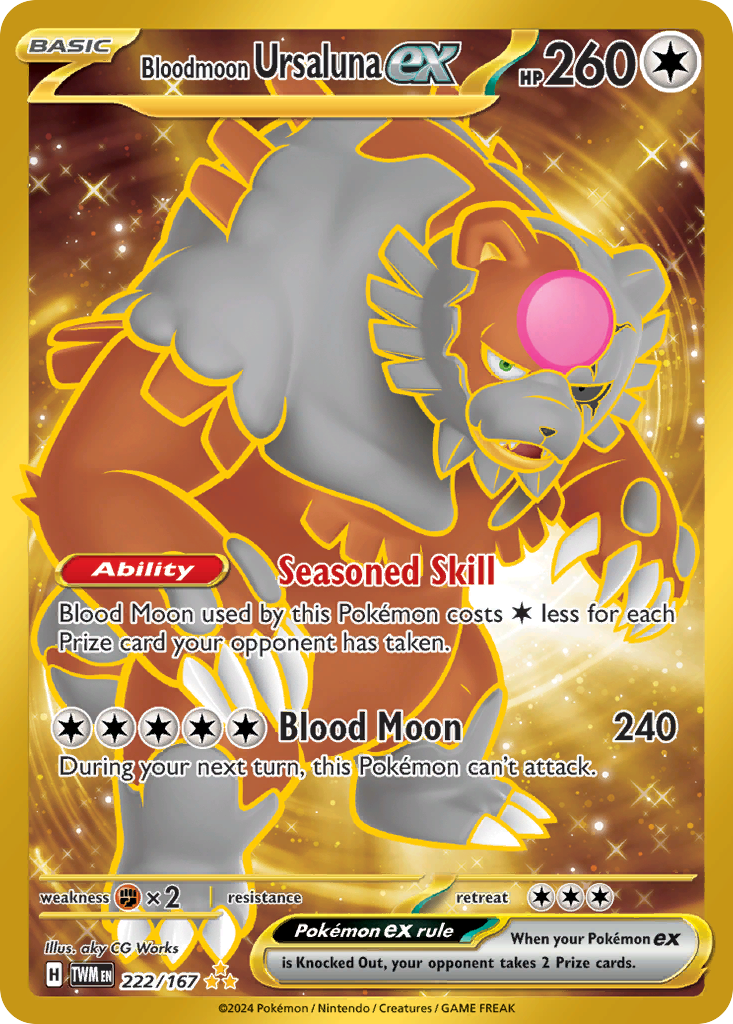 222/167 Bloodmoon Ursaluna ex  Pokemon Card  Twilight Masquerade Hyper Rare *MINT*