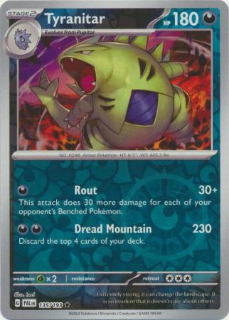 Pokemon Card Paldea Evolved 135/193 Tyranitar Reverse Holo Rare *MINT*