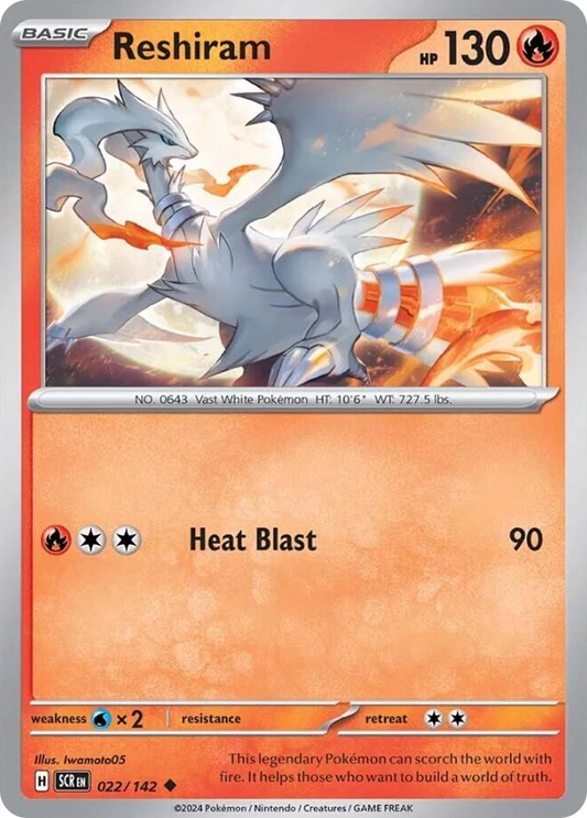 022/142 22/142 Reshiram  Pokemon Card  Stellar Crown Uncommon *MINT*