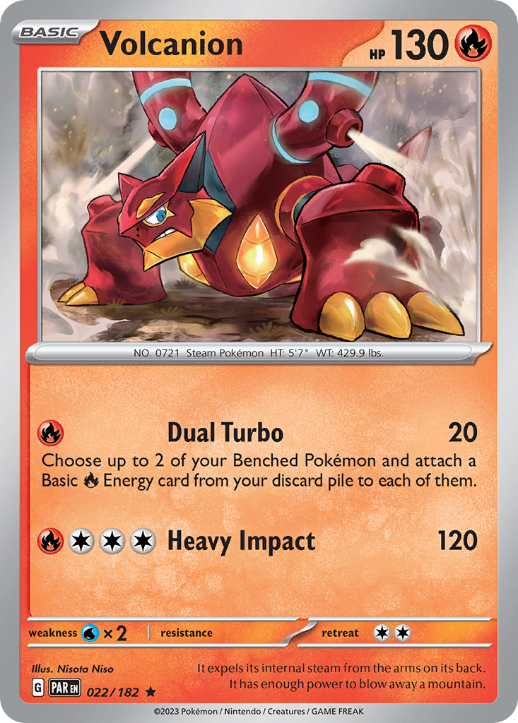 022/182 22/182 Volcanion  Pokemon Card  Paradox Rift Holo Rare *MINT*