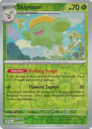 Pokemon Card Paldea Evolved 002/193 2/193 Skiploom Reverse Holo Uncommon *MINT*