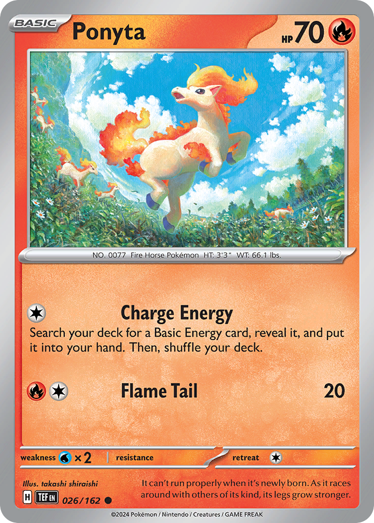 026/162 26/162 Ponyta  Pokemon Card  Temporal Forces Common *MINT*