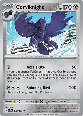 Pokemon Card Paldea Evolved 148/193 Corviknight Uncommon *MINT*