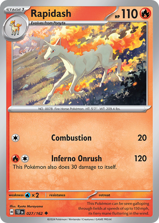 027/162 27/162 Rapidash  Pokemon Card  Temporal Forces Uncommon *MINT*