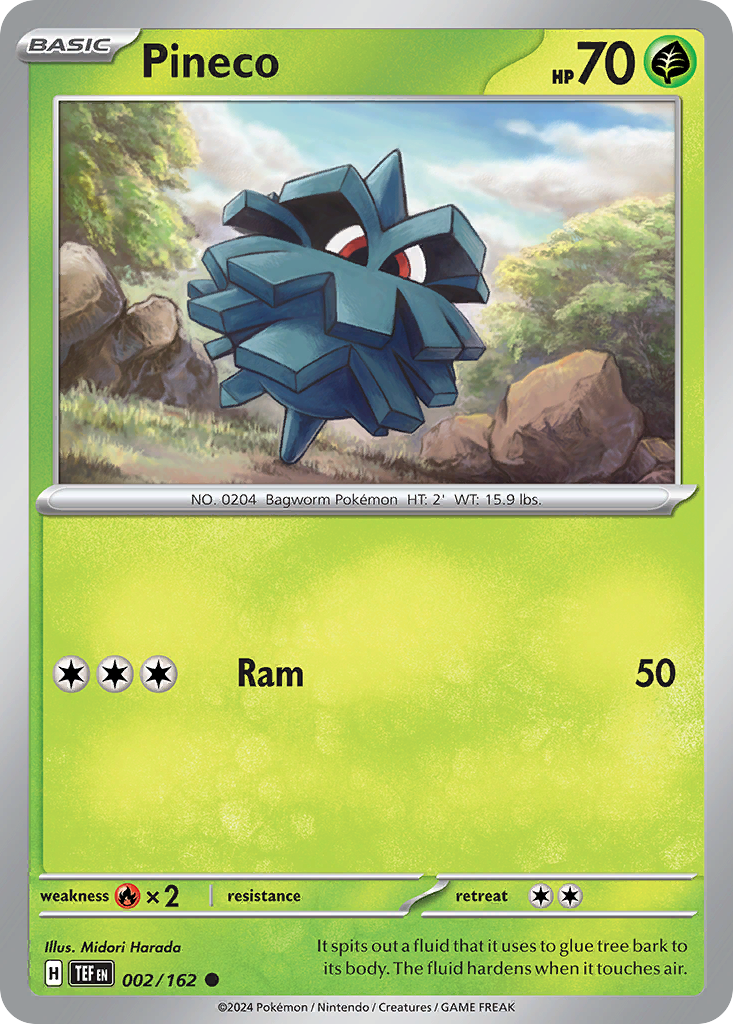 002/162 2/162 Pineco  Pokemon Card  Temporal Forces Common *MINT*