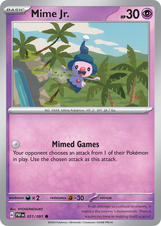 31/91 Mime Jr.  Pokemon Card  Paldean Fates Common *MINT*