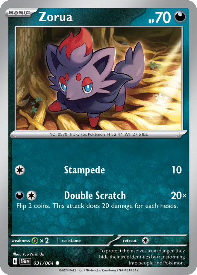 031/064 31/64 Zorua Pokemon Card Shrouded Fable Common *MINT*