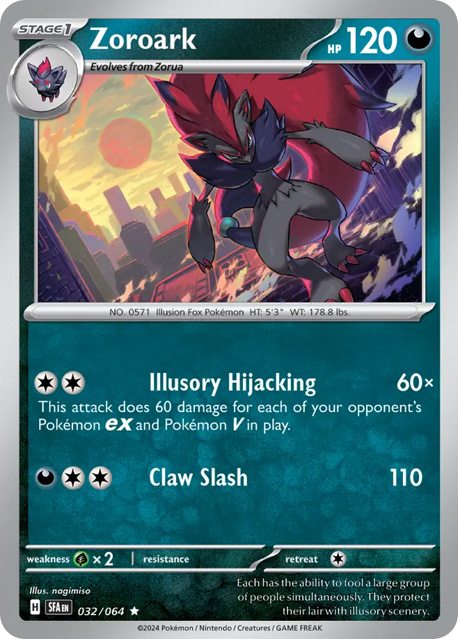 032/064 32/64 Zoroark Pokemon Card Shrouded Fable Holo Rare *MINT*