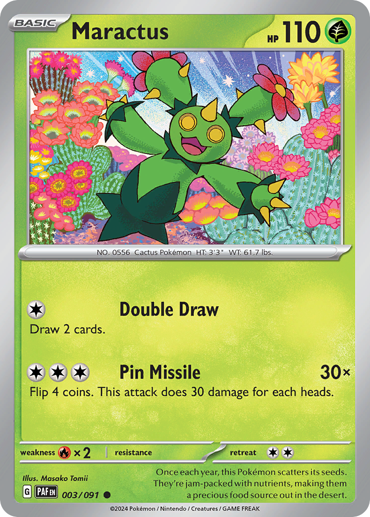 3/91 Maractus  Pokemon Card  Paldean Fates Common *MINT*