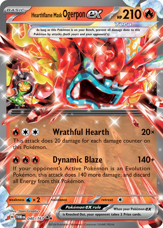 040/167 40/167 Hearthflame Mask Ogerpon ex  Pokemon Card  Twilight Masquerade Double Rare *MINT*