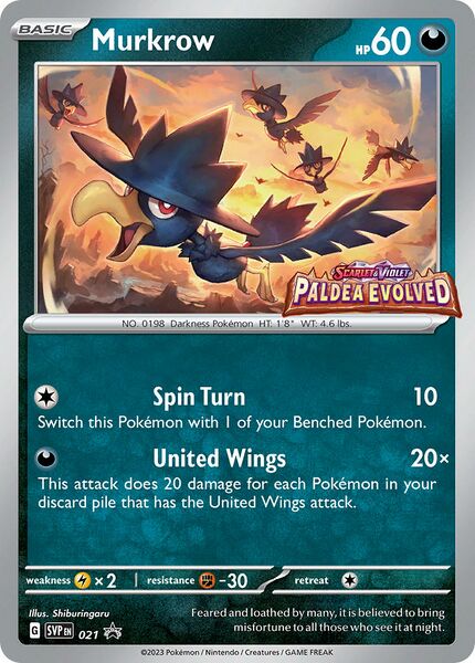 (S) Pokemon Card SVP-En 021 Murkrow Prerelease promo