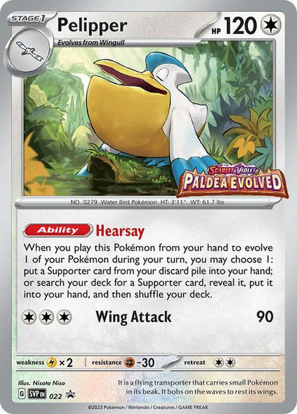 Pokemon Card SVP-En 022 Pelipper Prerelease promo