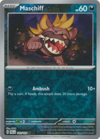 Pokemon Card Paldea Evolved 141/193 Maschiff Reverse Holo Common *MINT*