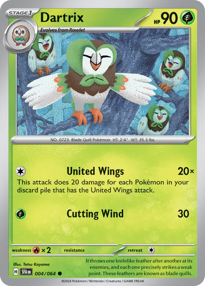 004/064 4/64 Dartrix Pokemon Card Shrouded Fable Common *MINT*