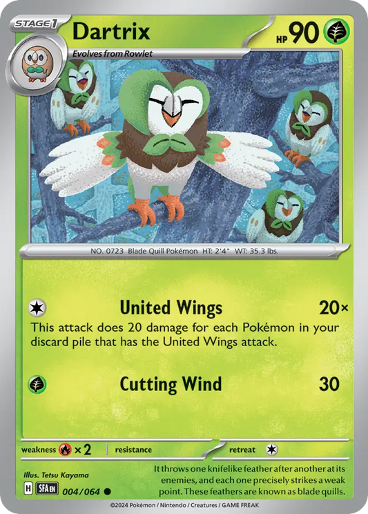 004/064 4/64 Dartrix Pokemon Card Shrouded Fable Common *MINT*