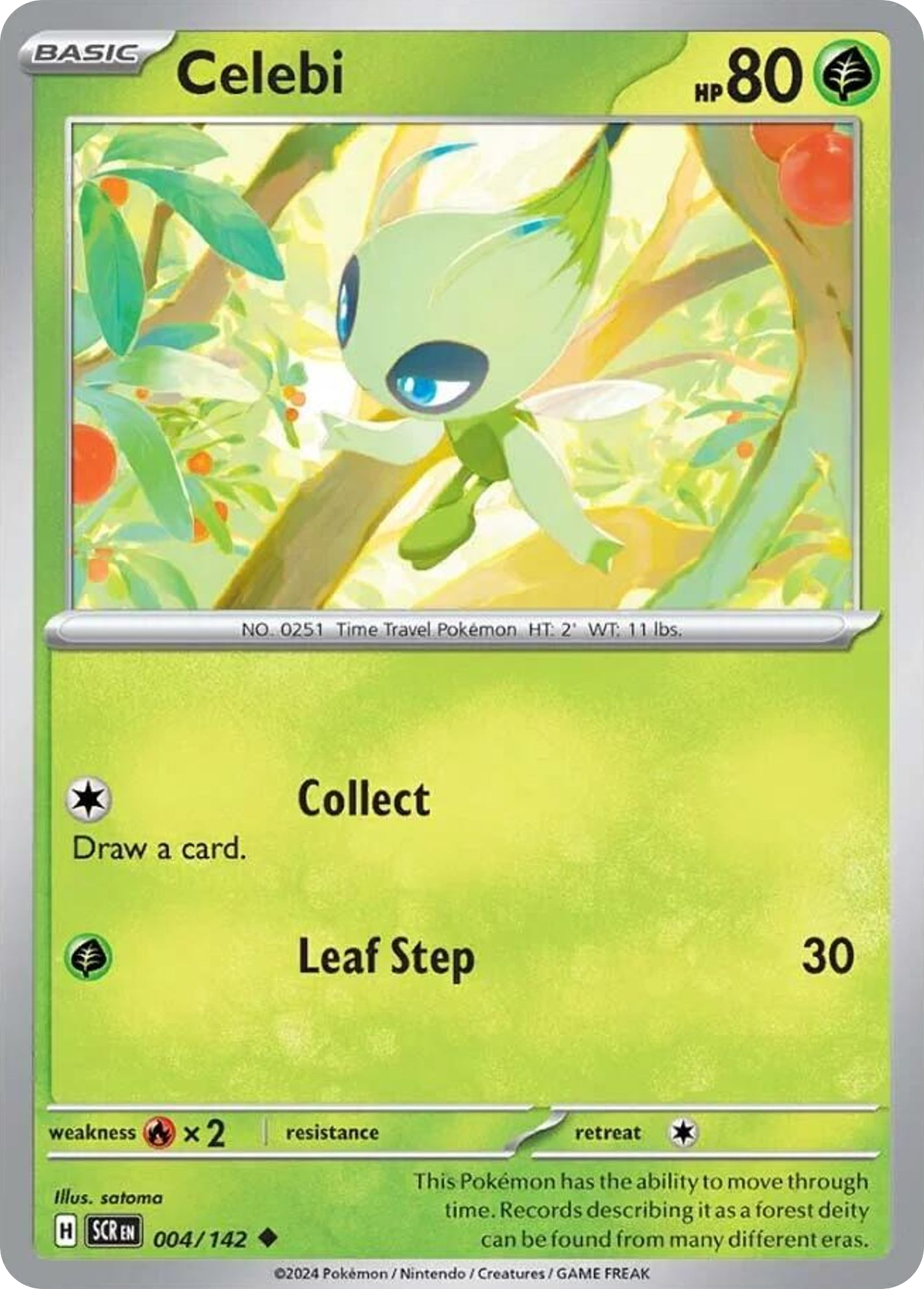 004/142 4/142 Celebi  Pokemon Card  Stellar Crown Uncommon *MINT*