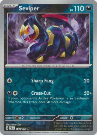 Pokemon Card Paldea Evolved 137/193 Seviper Reverse Holo Uncommon *MINT*