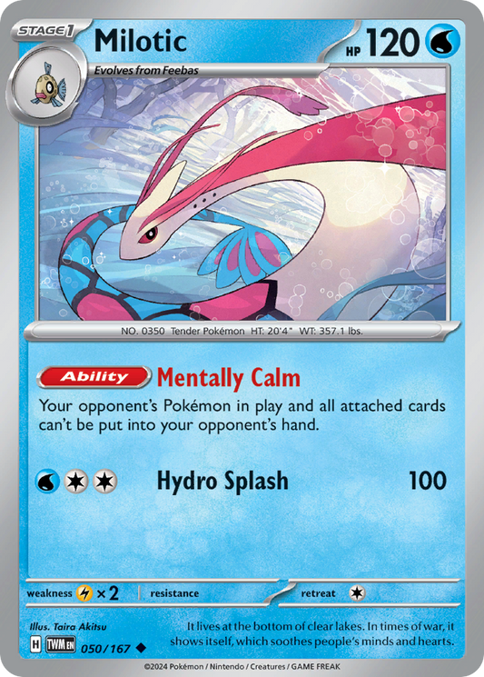 050/167 50/167 Milotic  Pokemon Card  Twilight Masquerade Uncommon *MINT*