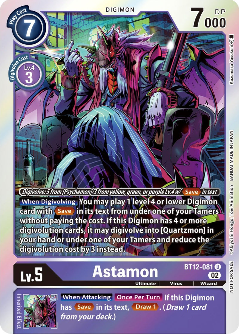 Digimon Card Across Time Astamon *FOIL* BT12-081 U [Box Topper]