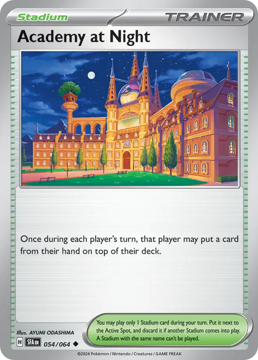 054/064 54/64 Academy at Night Pokemon Card Shrouded Fable Uncommon Stadium *MINT*