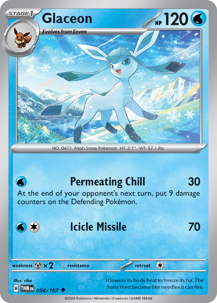 054/167 54/167 Glaceon  Pokemon Card  Twilight Masquerade Uncommon *MINT*