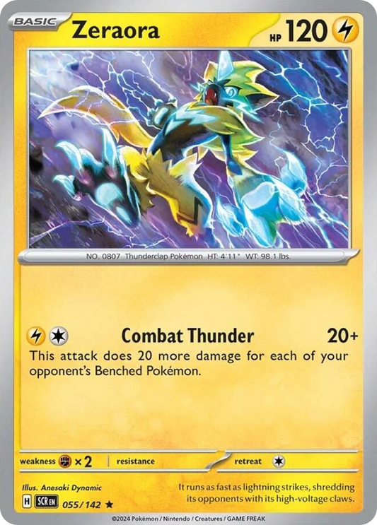 055/142 55/142 Zeraora  Pokemon Card  Stellar Crown Holo Rare *MINT*