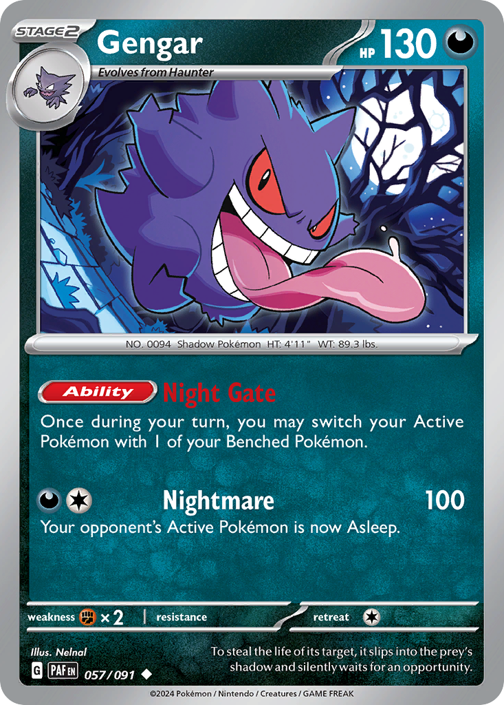 57/91 Gengar  Pokemon Card  Paldean Fates Uncommon *MINT*