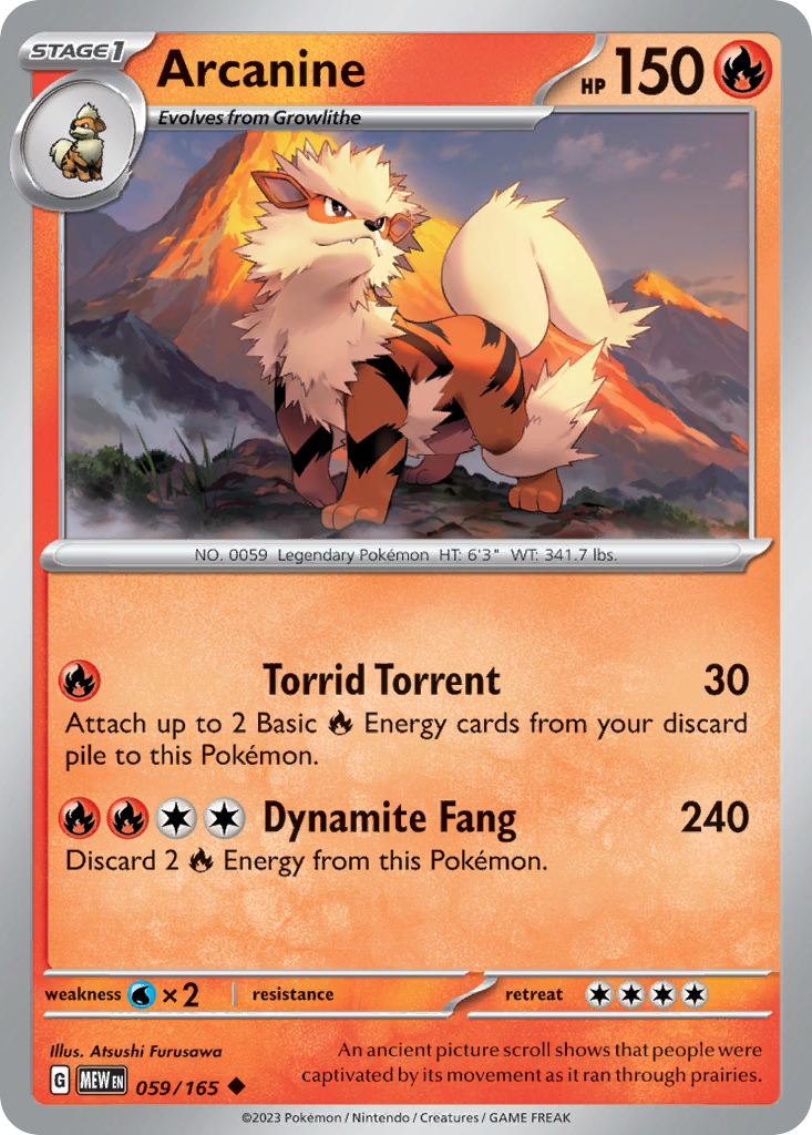 059/165 59/165 Arcanine  Pokemon Card  151 Uncommon *MINT*