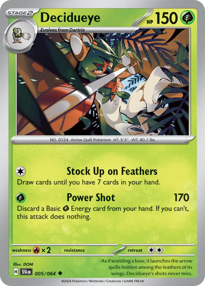 005/064 5/64 Decidueye Pokemon Card Shrouded Fable Uncommon *MINT*