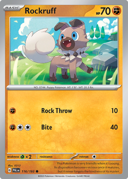 بطاقة بوكيمون Paldea Evolved 116/193 Rockruff Common *MINT*