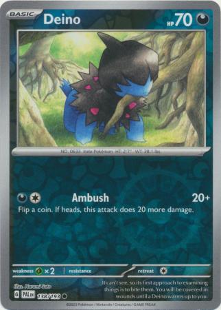 Pokemon Card Paldea Evolved 138/193 Deino Reverse Holo Common *MINT*