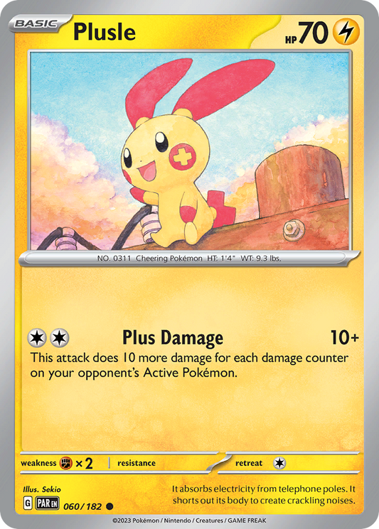 060/182 60/182 Plusle  Pokemon Card  Paradox Rift Common *MINT*