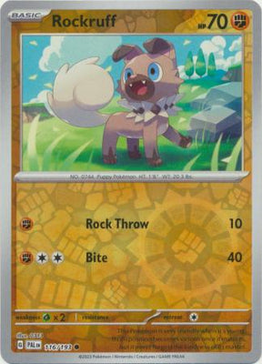 بطاقة بوكيمون Paldea Evolved 116/193 Rockruff Reverse Holo Common *MINT*