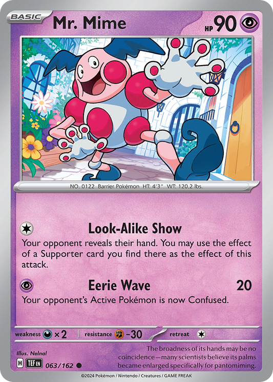 063/162 63/162 Mr. Mime  Pokemon Card  Temporal Forces Common *MINT*