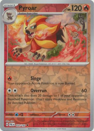 Pokemon Card Paldea Evolved 032/193 32/193 Pyroar Reverse Holo Uncommon *MINT*