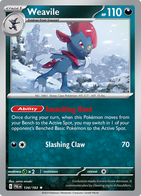 Pokemon Card Paldea Evolved 134/193 Weavile Holo Rare *MINT*