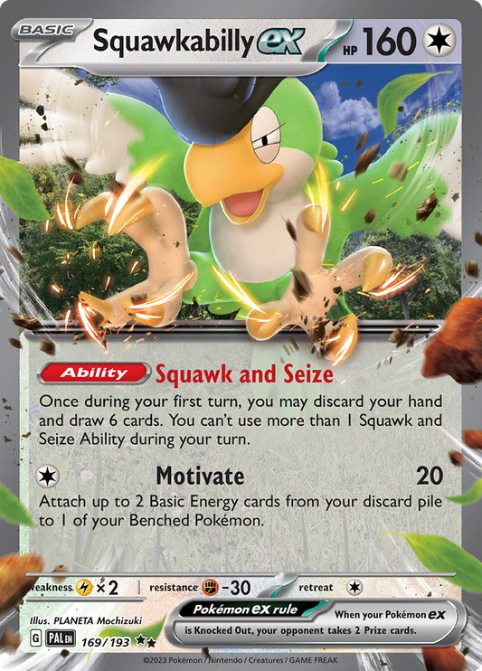 Pokemon Card Paldea Evolved 169/193 Squawkabilly ex Double Rare *MINT*