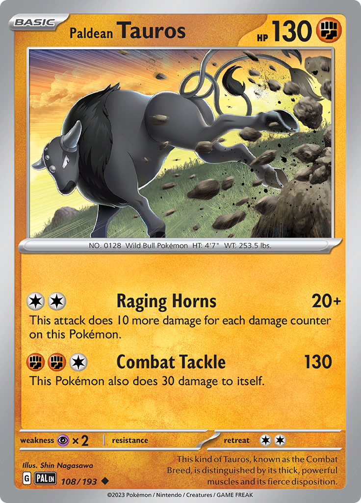 Pokemon Card Paldea Evolved 108/193 Paldean Tauros Uncommon *MINT*