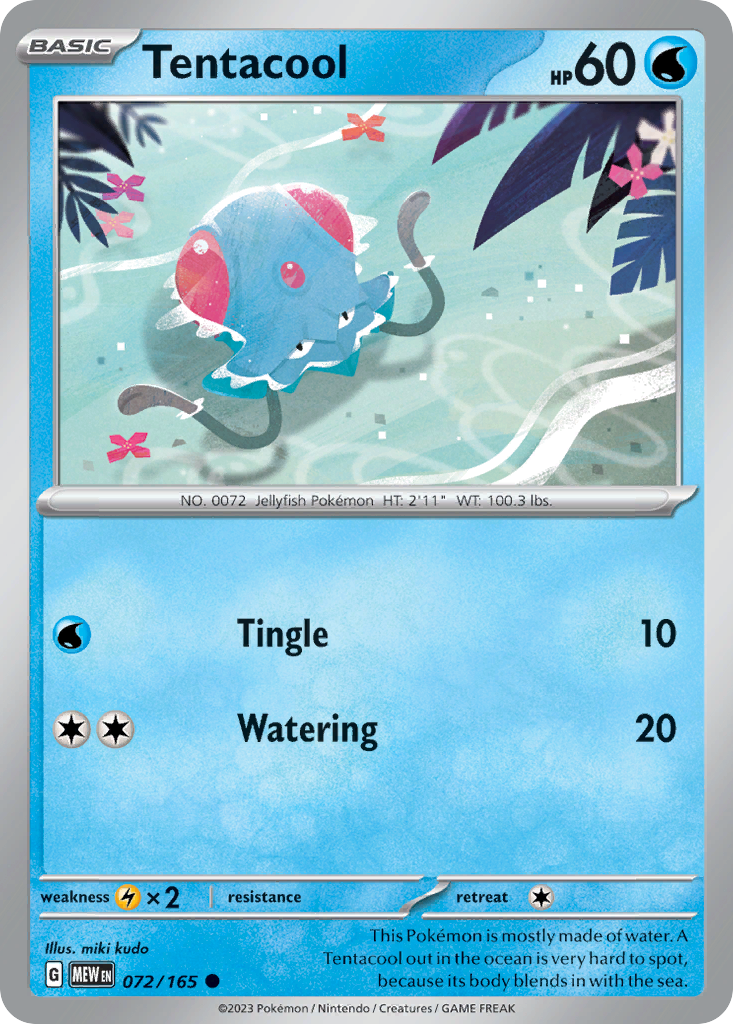 072/165 72/165 Tentacool  Pokemon Card  151 Common *MINT*