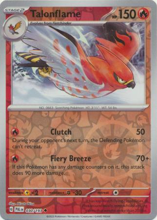 Pokemon Card Paldea Evolved 030/193 30/193 Talonflame Reverse Holo Uncommon *MINT*