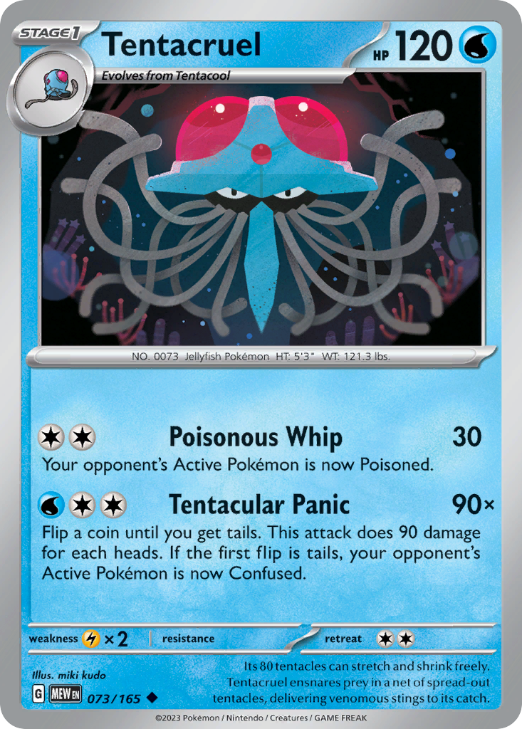 073/165 73/165 Tentacruel  Pokemon Card  151 Uncommon *MINT*