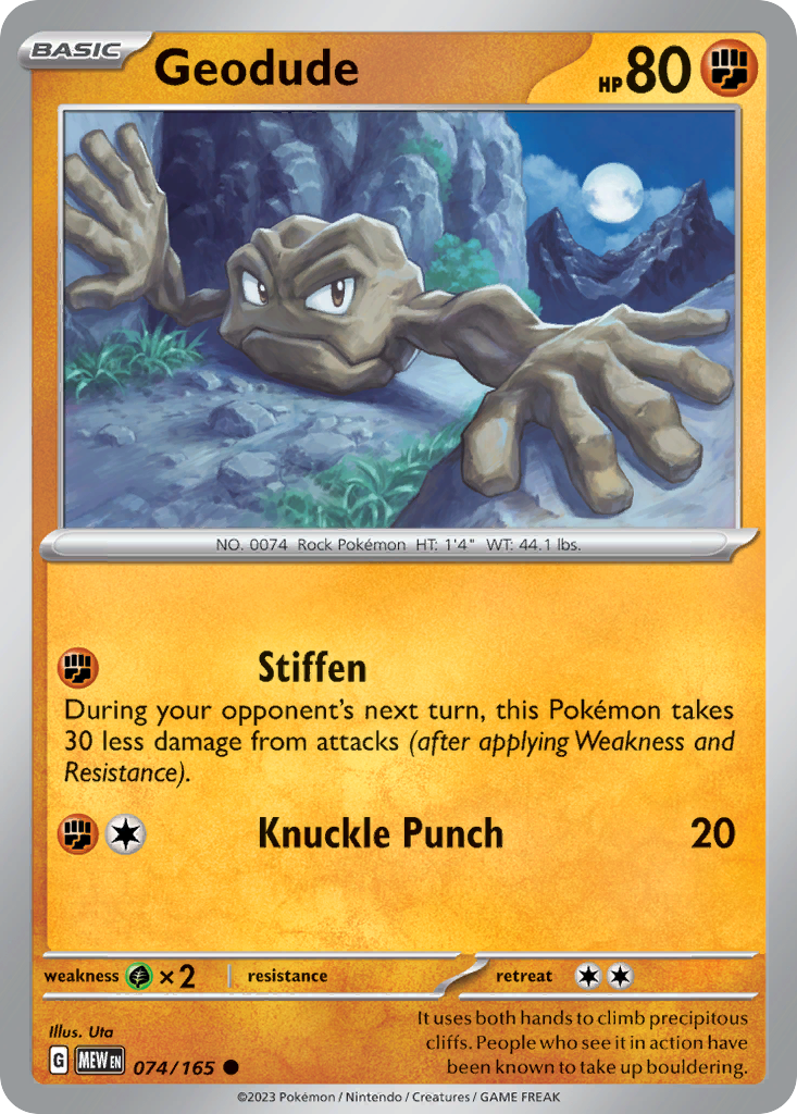 074/165 74/165 Geodude  Pokemon Card  151 Common *MINT*