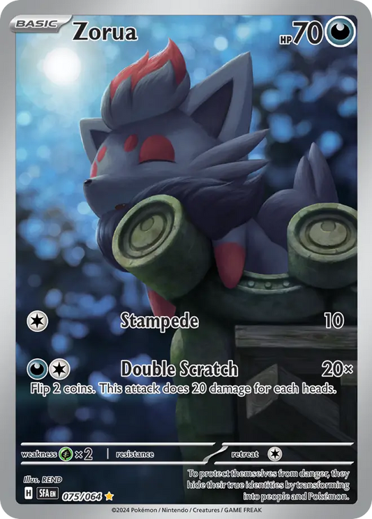 075/064 75/64 Zorua Pokemon Card Shrouded Fable Illustration Rare *MINT*