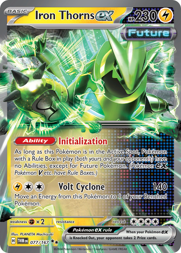 077/167 77/167 Iron Thorns ex  Pokemon Card  Twilight Masquerade Double Rare *MINT*