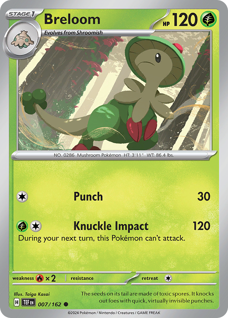 007/162 7/162 Breloom  Pokemon Card  Temporal Forces Common *MINT*