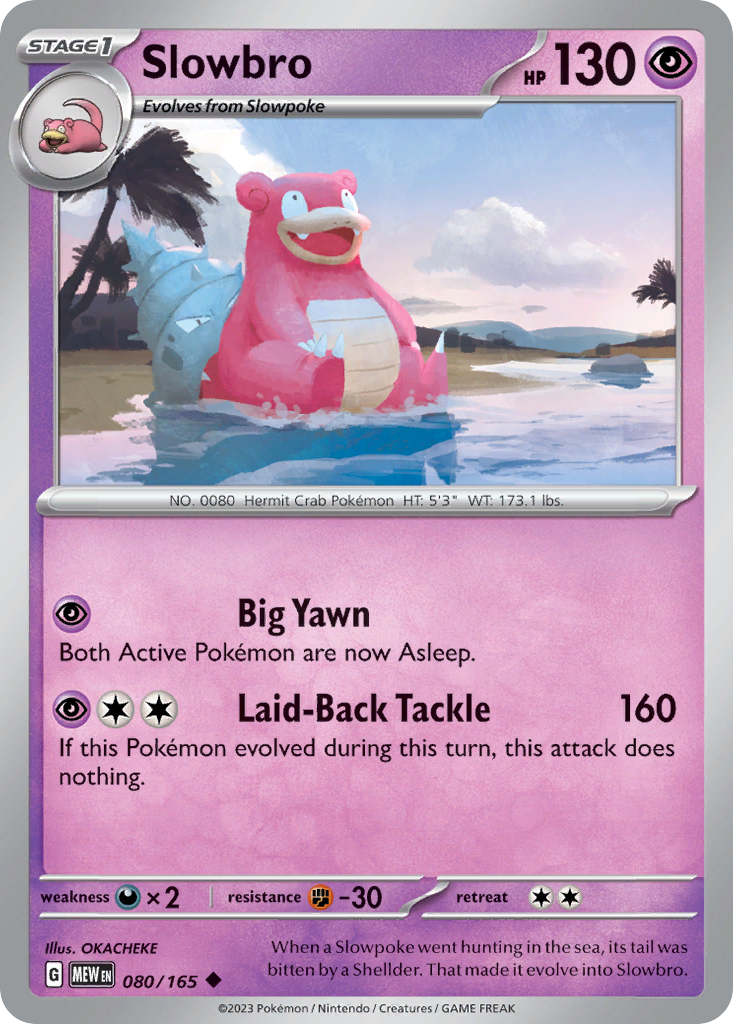 080/165 80/165 Slowbro  Pokemon Card  151 Uncommon *MINT*