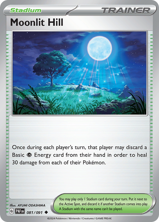 81/91 Moonlit Hill  Pokemon Card  Paldean Fates Uncommon Stadium *MINT*